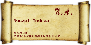 Nuszpl Andrea névjegykártya